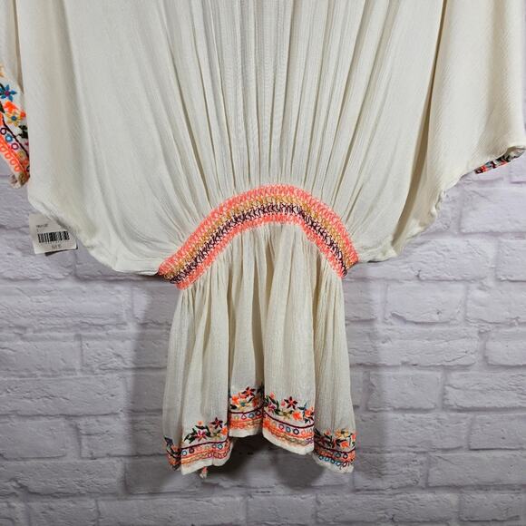 R Altar'd State Boho Embroidered Cream Cover Up Tunic Colorful NWT Womens Size S - Picture 8 of 9